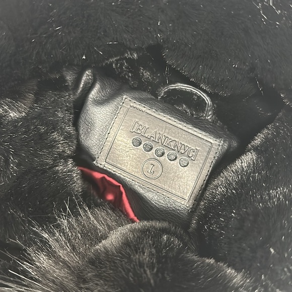 Blanknyc Black Noise Faux Fur Bomber Jacket Furry Moto Coat Vegan Size Large - Picture 9 of 11